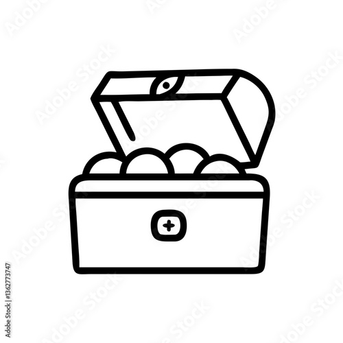 Treasure chest with gold outline icon