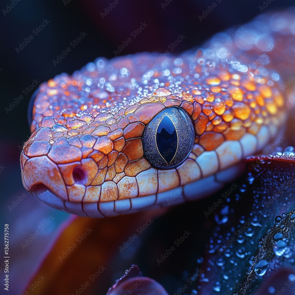 Fototapeta premium close up of snake with the dew in morning