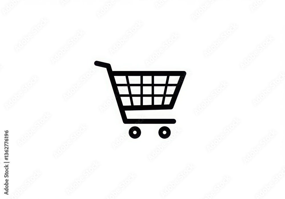 A simple black shopping cart icon with a grid pattern on a plain white background design vector A simple black shopping cart icon with a grid pattern on a plain white background design vector