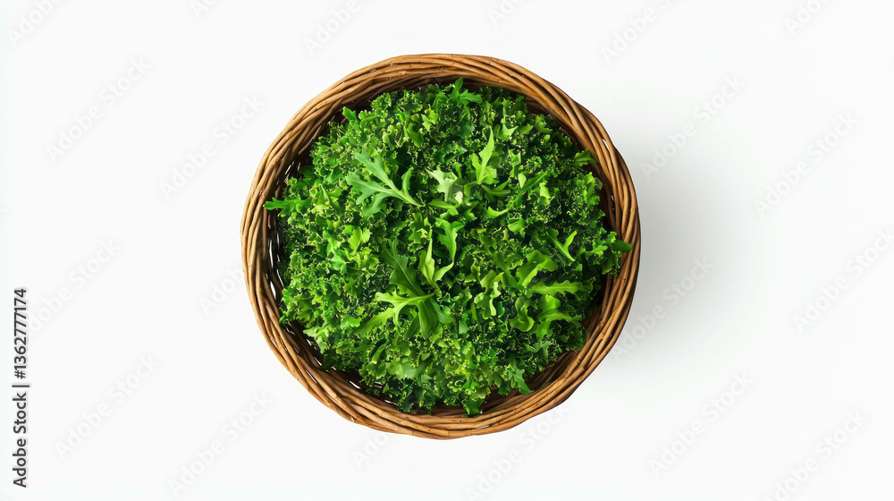 Fresh green lettuce in wicker basket for organic market and kitchen decor Fresh green lettuce in wicker basket for organic market and kitchen decor