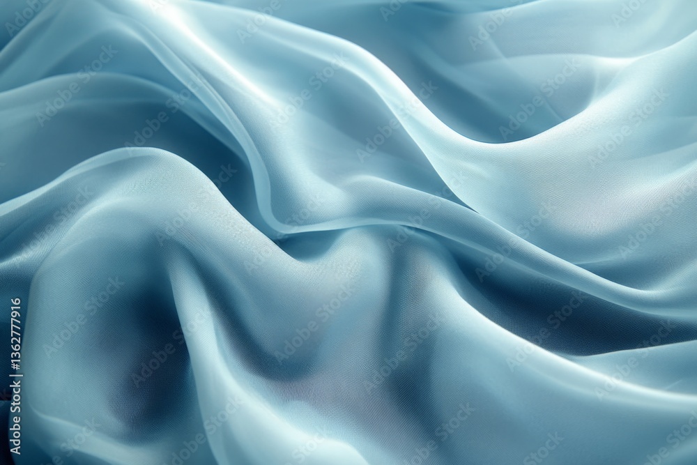 Soft blue fabric draping elegantly creates a tranquil and serene atmosphere in a studio setting Soft blue fabric draping elegantly creates a tranquil and serene atmosphere in a studio setting