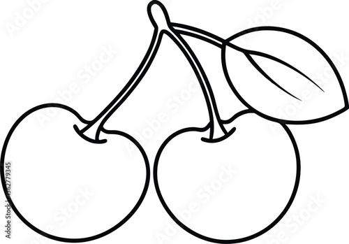 cherry fruit outline, cherry line art vector