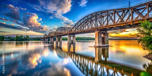 Meridian Bridge, Yankton, Missouri River, Nebraska, South Dakota - Historic Double-Deck Bridge photo