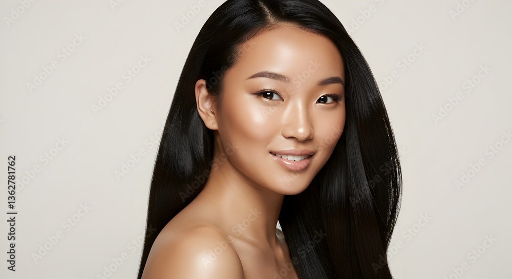 Naklejka premium Elegant Woman Portrait – Beauty, Fashion, Minimalist Photography, Chic Modern Female Look – Stylish, Confident, Studio Shot, ai generated women