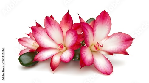Pink and White Desert Cactus Blooms: Close-Up Studio Photography AI Generated