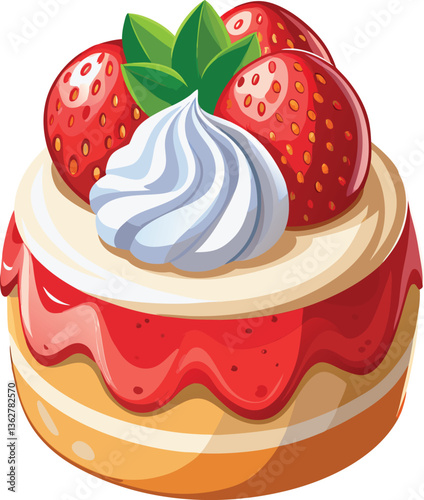 Elegant Strawberry Shortcake with Whipped Cream and Fresh Berries