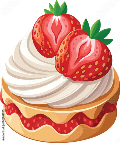 Elegant Strawberry Shortcake with Whipped Cream and Fresh Berries