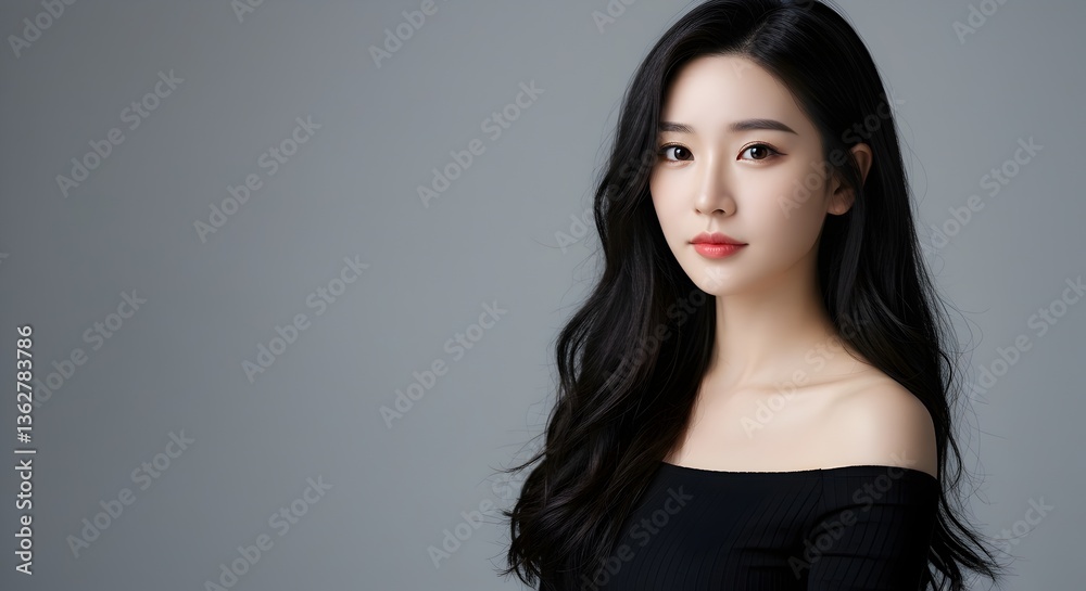 Naklejka premium Elegant Woman Portrait – Beauty, Fashion, Minimalist Photography, Chic Modern Female Look – Stylish, Confident, Studio Shot, ai generated women