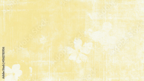 Abstract grunge texture with mustard yellow contrast and subtle floral patterns