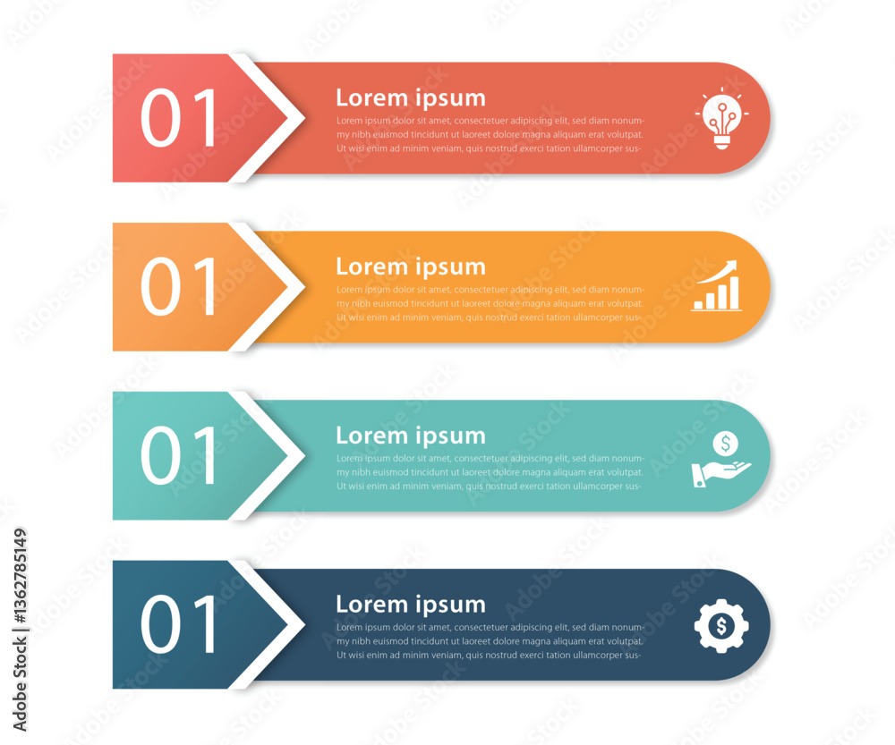 modern design template for infographic with 4 options or steps with icons. Infographic business concept Can be used for info graphics, flow charts, presentations, web sites, banners