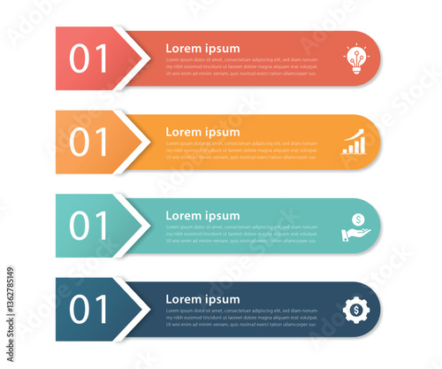 modern design template for infographic with 4 options or steps with icons. Infographic business concept Can be used for info graphics, flow charts, presentations, web sites, banners