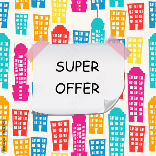 Big sale banner. Special offer price label design. Super Sale promotion banner template. Doodle background. Vector Illustration.