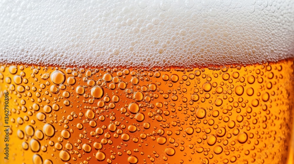Perfectly aligned beer bubbles forming abstract patterns in a clear glass, modern craft beer photography Perfectly aligned beer bubbles forming abstract patterns in a clear glass, modern craft beer photography