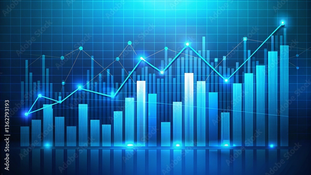 Naklejka premium data graph on a blue background 