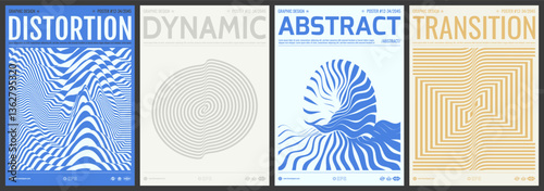 Abstract melted liquid shape. Striped background made of distorted lines. Optic art illustration of squares or circles. The geometric background by stripes. Cover design template. 3d vector for design