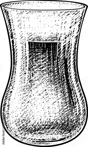 Turkish Tea Cup.Hand drawn sketches.