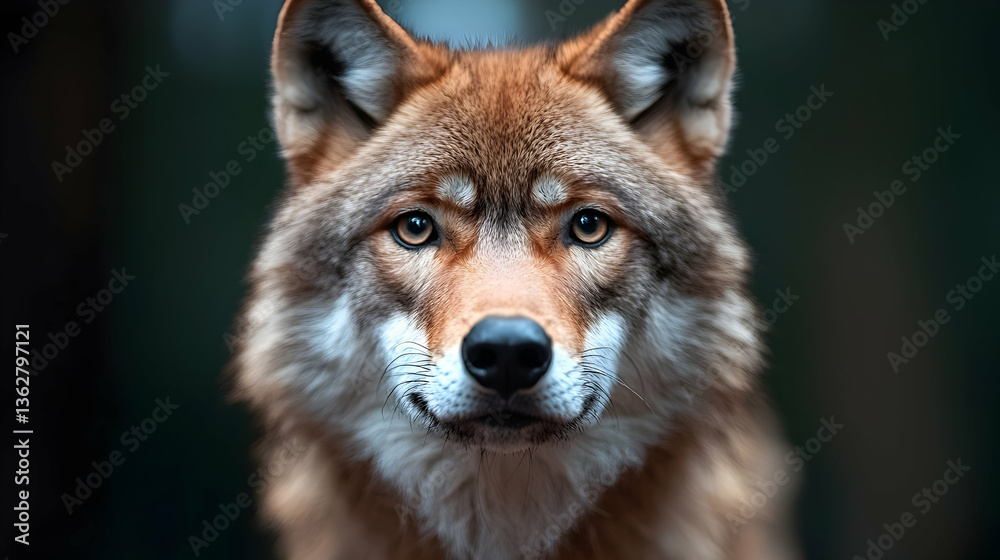 Obraz premium Fiery Red Wolf Close Up Portrait