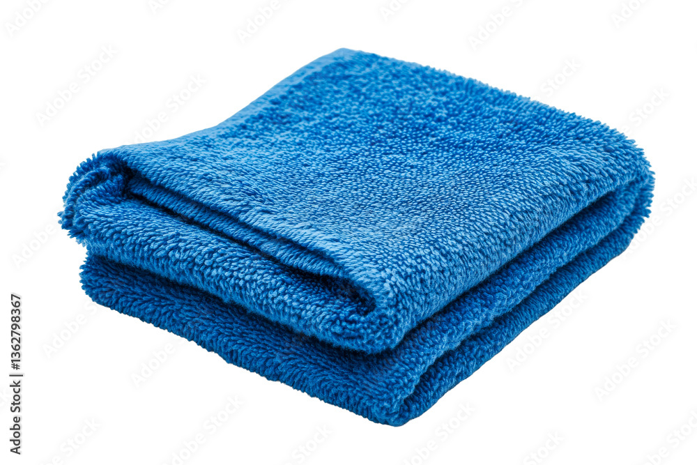 Soft blue towel folded neatly on a transparent background Soft blue towel folded neatly on a transparent background