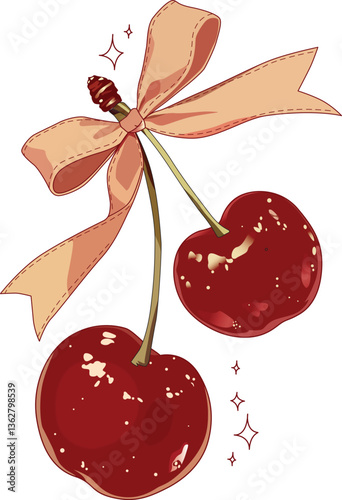 cherry bow vector design for t shirt