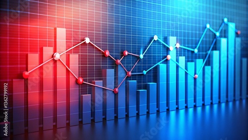  data graph on a blue and red background 