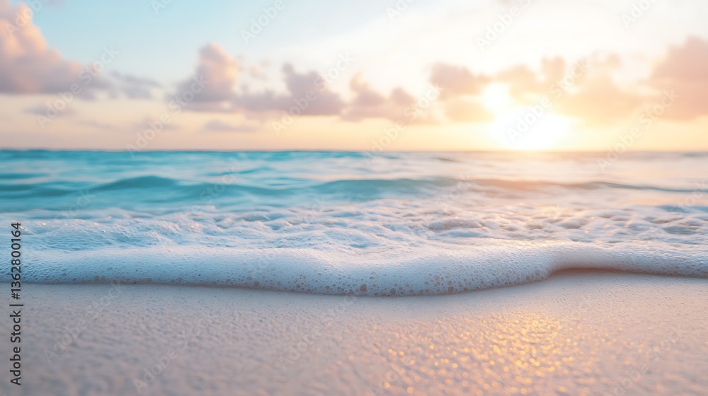 Obraz premium Peaceful beach with soft sand, gentle waves, and a refreshing coastal breeze