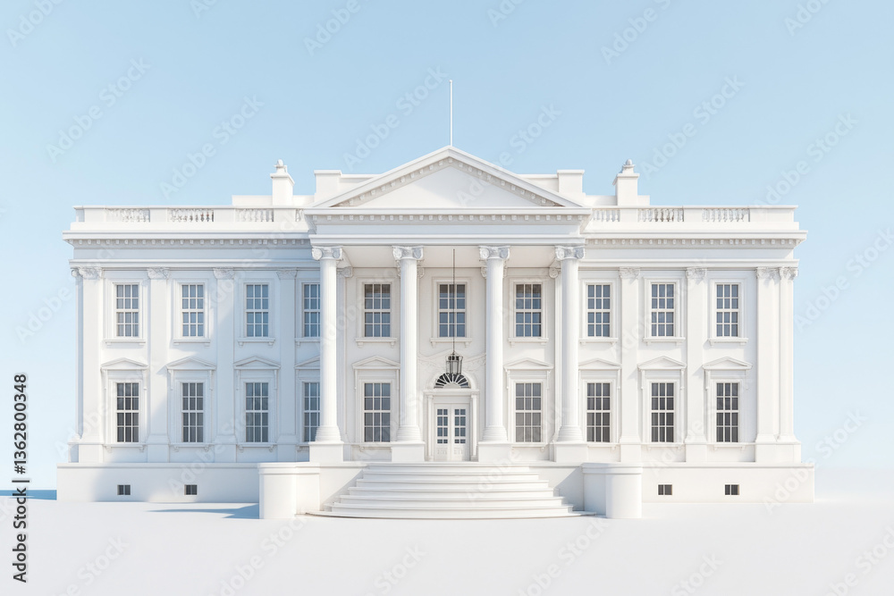 Obraz premium Majestic White House Architectural Facade Neoclassical Style Building Exterior