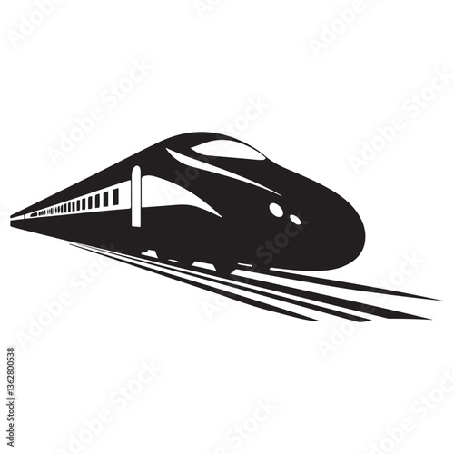 Bullet train vector silhouette Black, japanes bullet train icon clip art. with white background