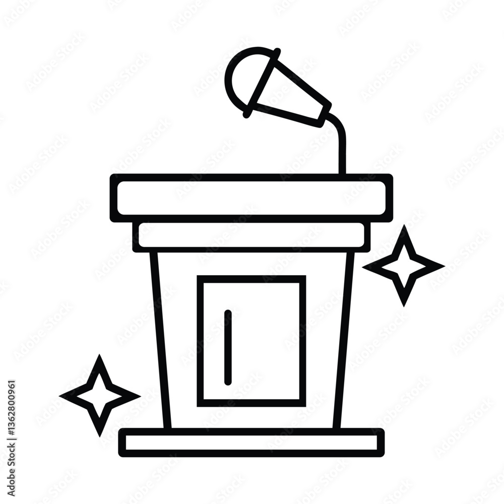 Clean and Modern Podium with Microphone Icon Clean and Modern Podium with Microphone Icon