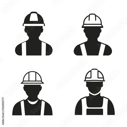 labor icon and logo on white background with Construction worker vector icon