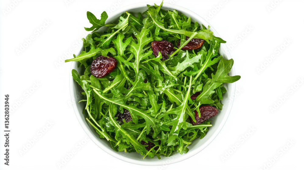 Fresh arugula salad with dried plum for a healthy meal option Fresh arugula salad with dried plum for a healthy meal option