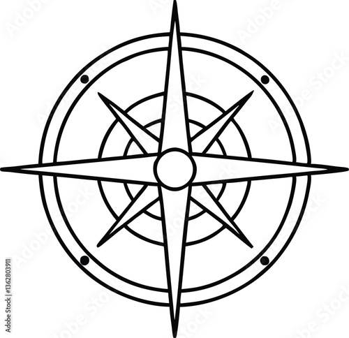 Compass icon outline,Compass line art vector
