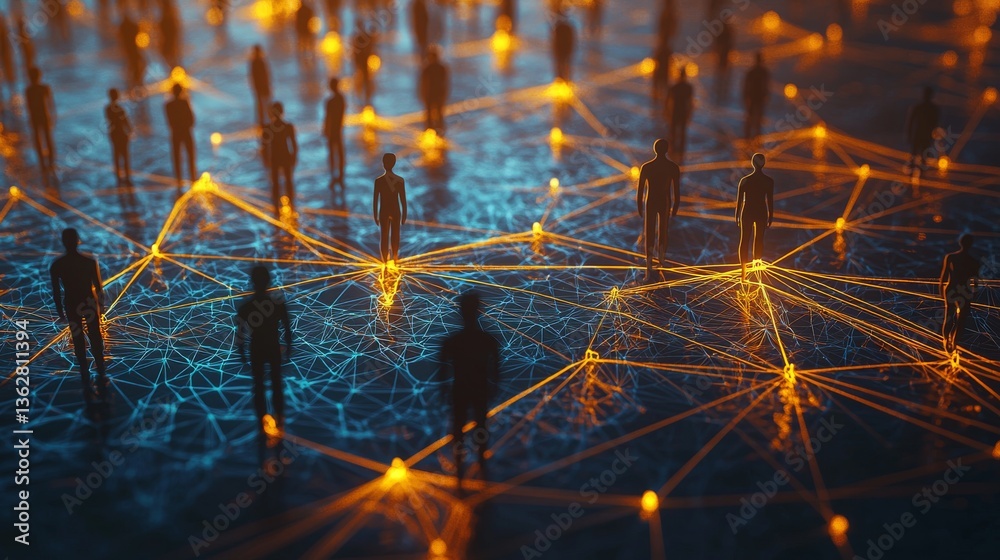 Conceptual Visualization of a Connected Network of People, Data Connectivity