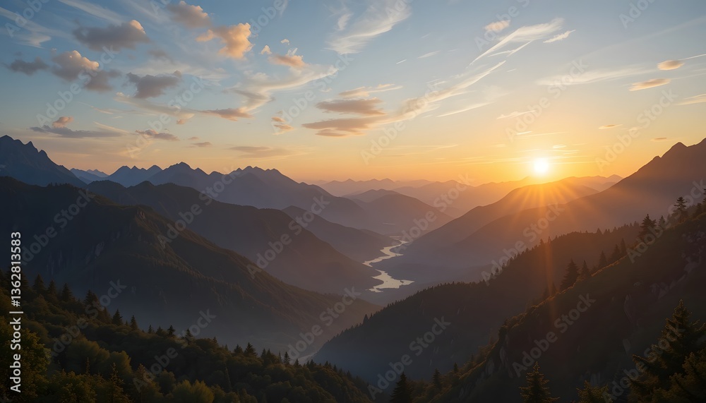 Fototapeta premium Sunrise over Mountains