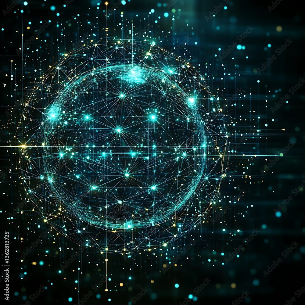 Obraz premium Global Network Connection Sphere.