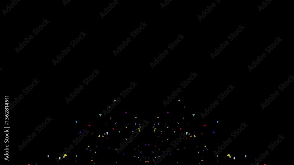 Confetti party popper explosions on a transparent background with luma matte channel, colorful confetti falling at a birthday party, colorful confetti on carnival fallen on street animation concept