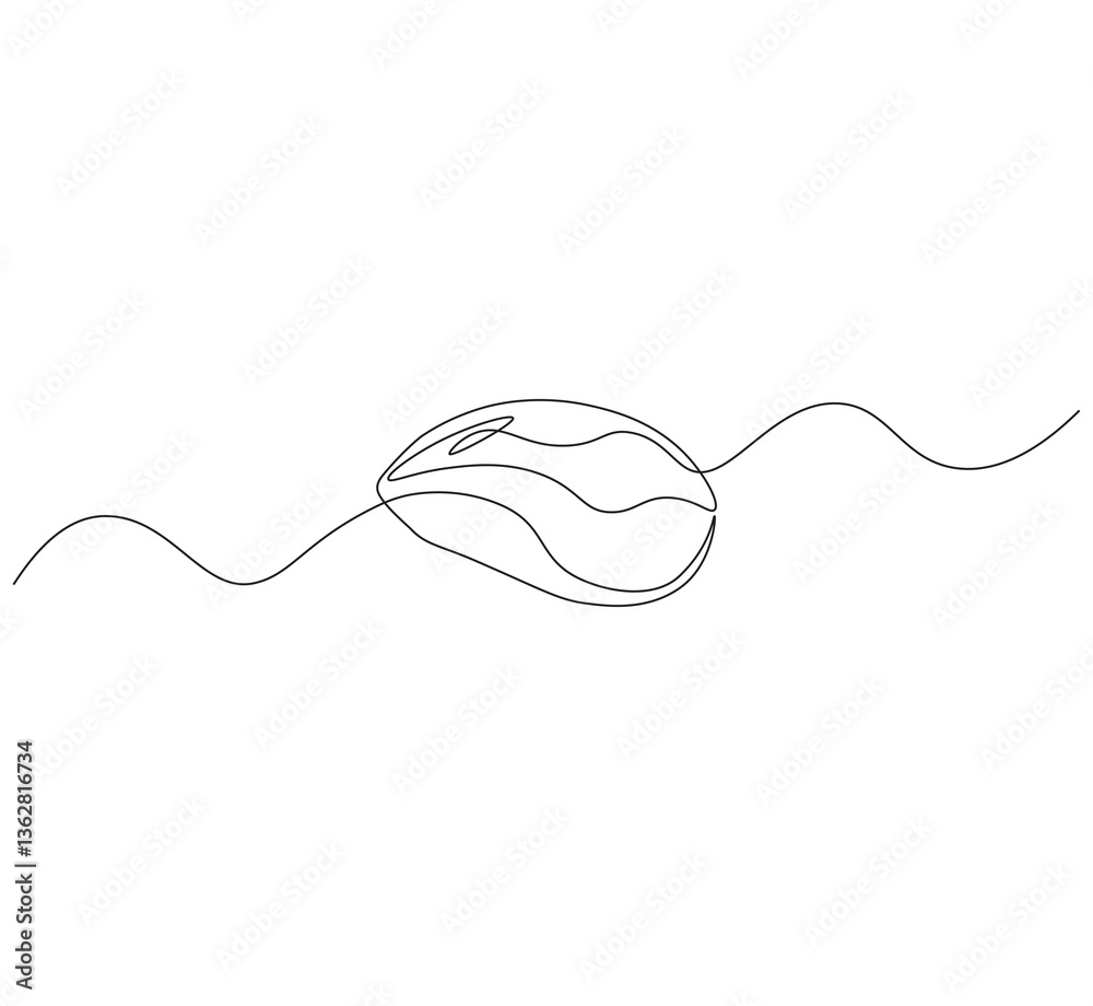 Obraz premium Mouse outline drawing illustration. Continuous line draw mouse for laptop, pc vector.