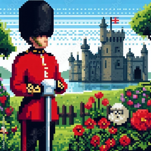 illustrator of british royal guard design,pixel art