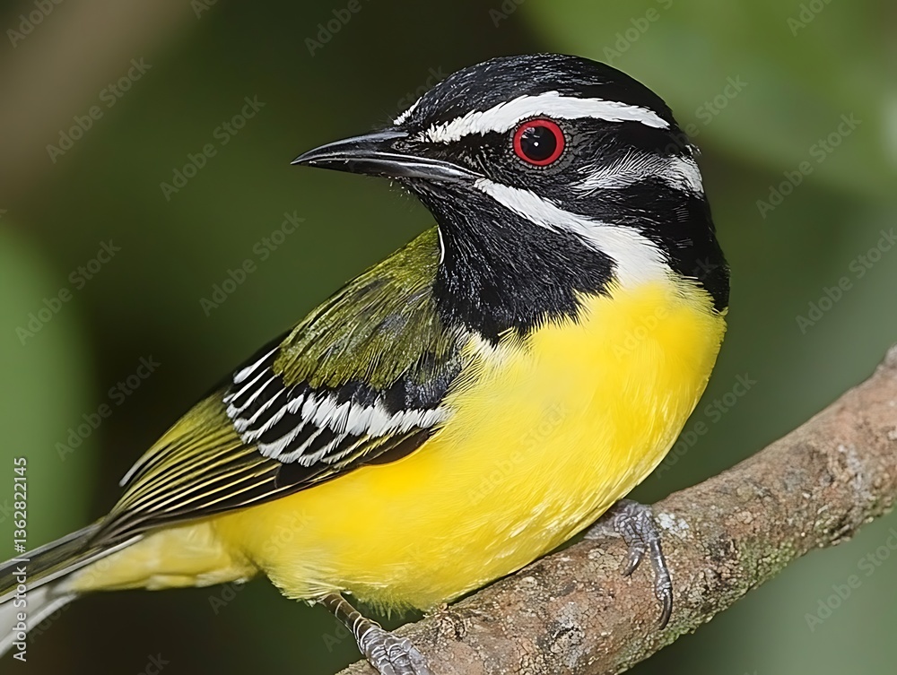 Obraz premium A colorful bird with striking markings perches on a branch