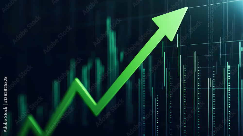 A green arrow pointing upward on a financial graph, symbolizing growth and positive financial trends, ideal for business and financial concepts.
A green arrow pointing upward on a financial graph, symbolizing growth and positive financial trends, ideal for business and financial concepts.