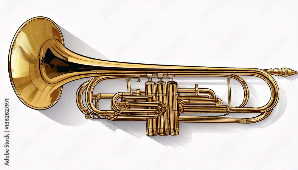 Obraz premium Isolated brass trumpet musical instrument