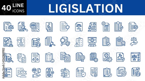 Legislation editable icon set.