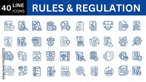 rules and regulation  editable icon set. 