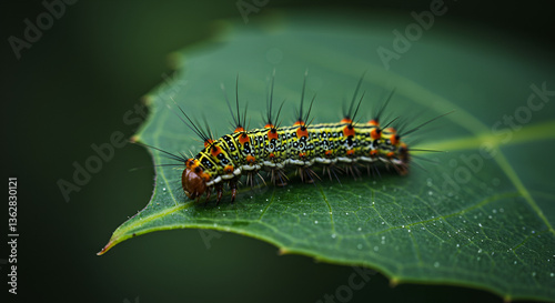 macro image of a caterpillar on leaf
