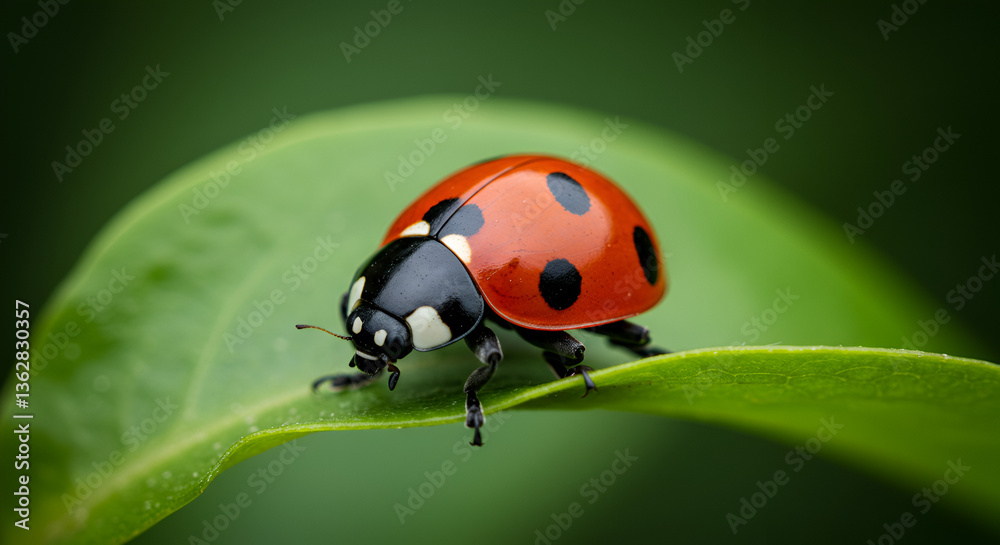macro image of a ladybug on leaf macro image of a ladybug on leaf