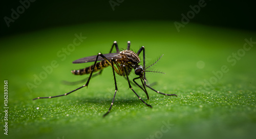 Macro image of a mosquito on a leaf