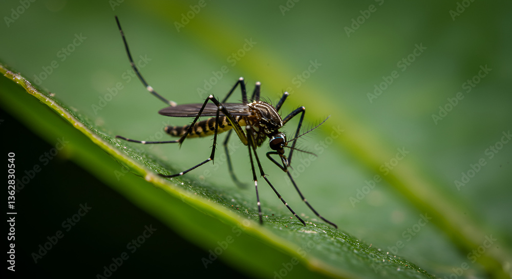 Macro image of a mosquito on a leaf Macro image of a mosquito on a leaf