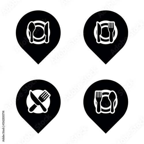 set of vector map pointers .Knife and Fork Restaurant Map Pointer Icon .restaurant location pin icon