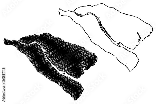 Ben Tre Province (Socialist Republic of Vietnam, Subdivisions of Vietnam) map vector illustration, scribble sketch Tinh Ben Tre map photo