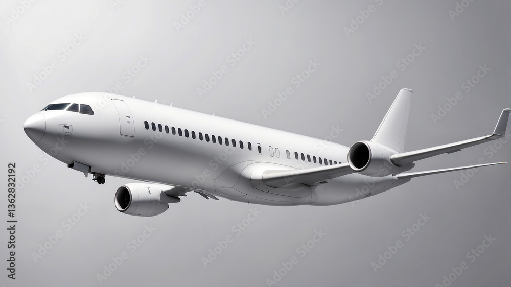 Fototapeta premium White Commercial Airplane in Flight