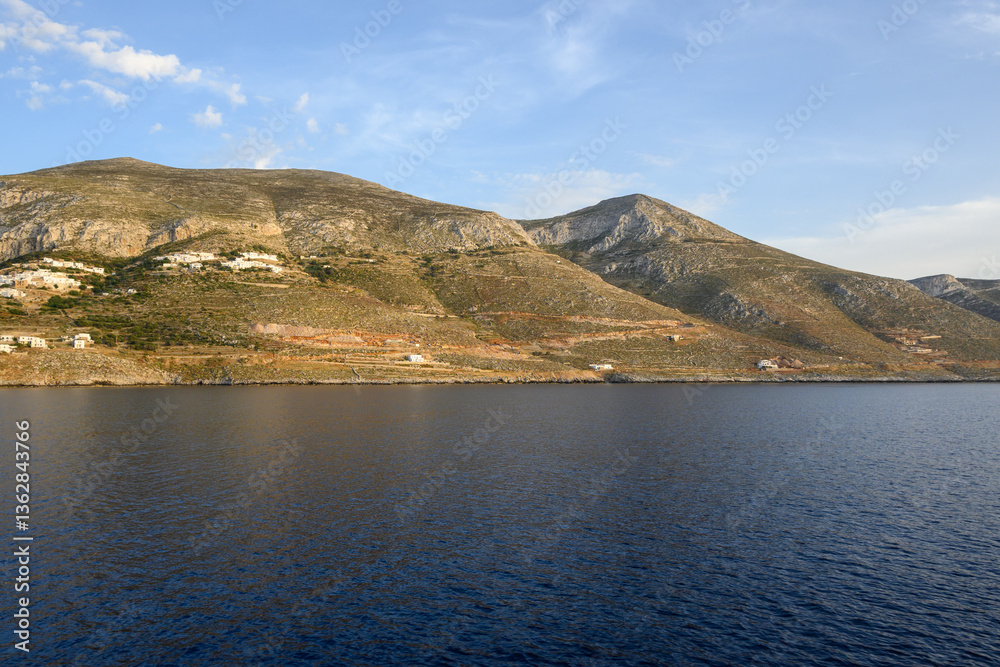 The northern side of Amorgos island. Aegiali village. Cyclades, Greece